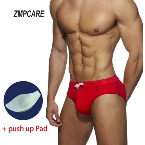 2021 Mens Swimming Briefs Sexy Swimming Trunks for Male Beach Wear Penis Push Up Pad Bathing Swim Suit Hot Sell Swimwear Summer