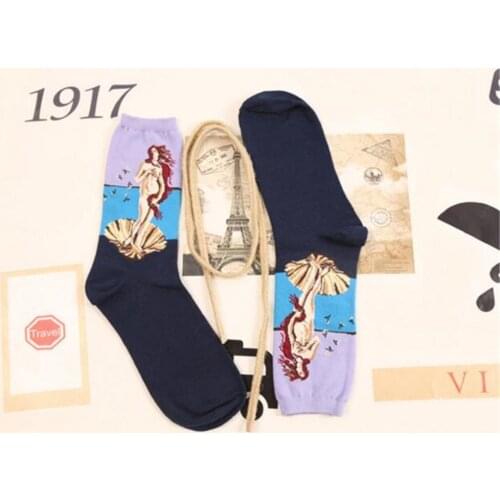 New Hot Art Creative Painting Socks Van Gogh Paiting Oil Painting Series Fashion Hot Sale Funny Womens Mens Socks