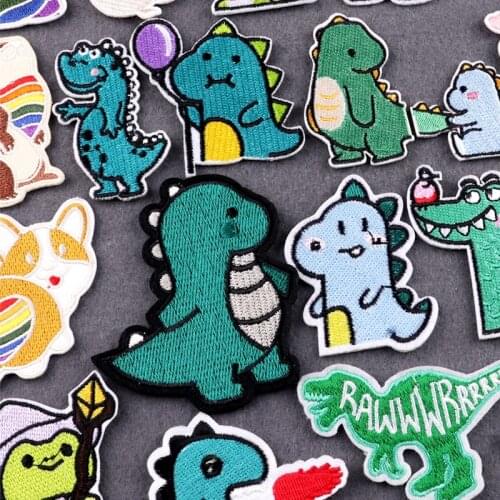 Iron On Patch Cartoon Dinosaur Patches For Clothing Funny Animals Embroidered Patches On Clothes DIY Cute Things Clothes Patches