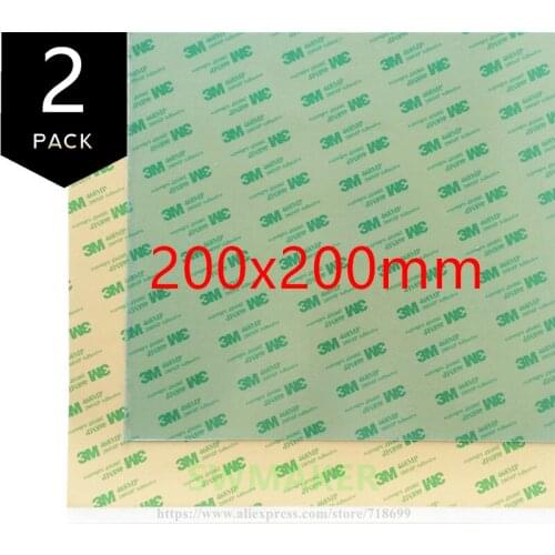 SWMAKER PEI Sheet, 200x200mm 3D Printing Build Surface with 3M 468MP Adhesive Tape lot of 2 pack