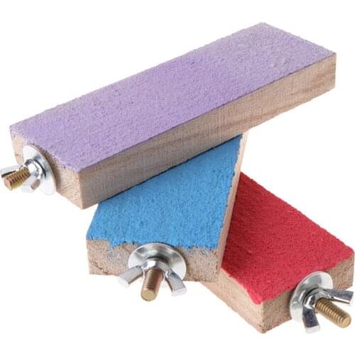 Parrot Perch Stand Holder Platform Colorful Wood Paw Grinding Bird Parakeet Toys