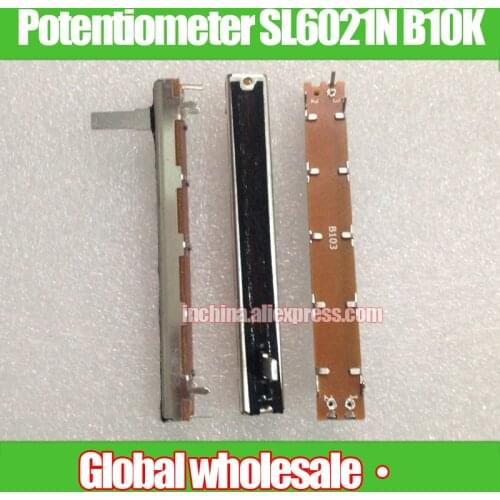 5pcs Mixer Mono Fader Potentiometer SL6021N B10K / Shank Length 15mmC Straight Slide Potentiometer