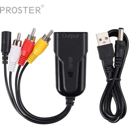 Proster AV to HDMI Adapter RCA to HDMI Support PAL NTSC3.58 NTSC4.43 SECAM AV CVBS to HDMI Video Audio Converter For VHS VCR
