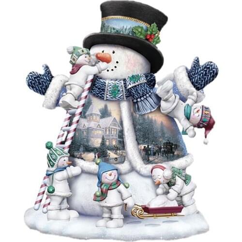 Needlework Christmas Decor Diamond Painting Cartoon DIY 5D Embroidery Snowmen X'mas Canvas 25x25 Partial Roll-up Paper Bag Round