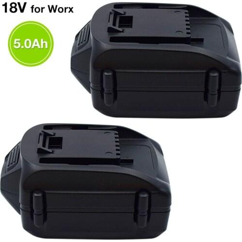 2Pack WA3512 Replacement Battery for Worx 18V 5.0Ah Li-ion WA3511 WA3523 WG151 WG251 WU287 Fit for WA3732 WA3742 WA3835 Charger