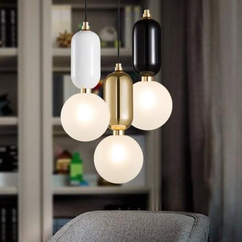 Modern LED lamp Gold Pendant Light Glass ball Suspension Pendant lamp For Study Room Simple Hotel Home Pendant lighting PA0181
