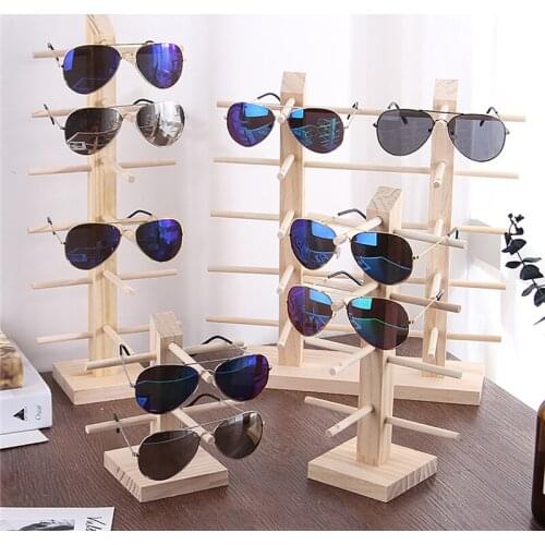 6/10/12 Pairs Sunglasses Wooden Storage Shelf Entrance Bedroom Glasses Display Rack Multilayer Eyeglasses Organizer Holder