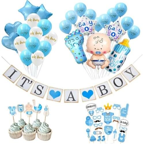 Boy Baby Shower Decorations, It is a Boy Banners Garland Boy baby shower decorations，Birthday Photo Props 4
