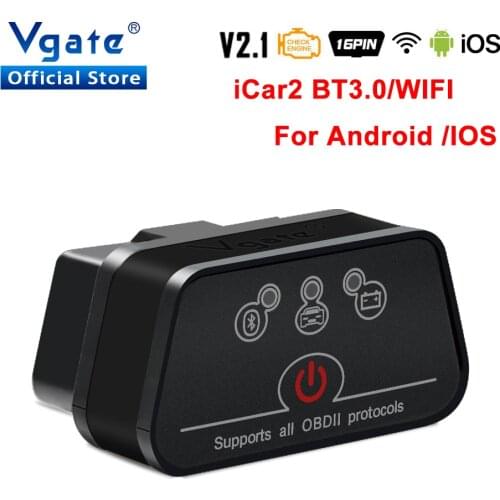 Vgate iCar2 ELM327 Wireless v2.1 car Diagnostic Auto Tool OBD OBD2 wifi for Android/IOS Scanner iCar 2 Elm 327 odb2 Code reader