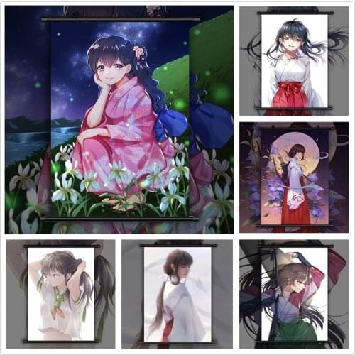 WTQ InuYasha Canvas Painting Kikyo Sango Higurashi Kagome Anime Posters Wall Decor Wall Art Picture Decoration Home Decor