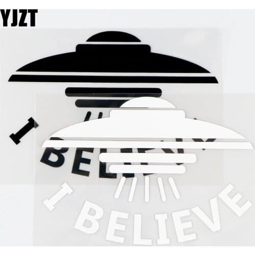 YJZT 13.6×9.5CM I Want To Believe Aliens UFO Vinyl Decal Car Stickers Black / Silver 10A-0582