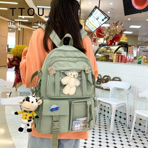 High Quality Large Capacity Women Backpack Waterproof Clear Multi-pocket Ladies BackBags Travel Rucksack Student Bags For Girls