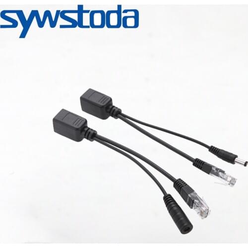 10pcs(5pair) POE Splitter POE Switch POE Cable adapter Tape Screened 5V 12V 24V 48V Power Supply Cable 5.5*2.1mm