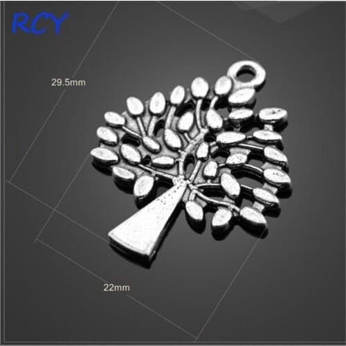 Factory Price 8 Pieces/lot 29mm*22mm Antique Silver Plated life of tree charms tree charm for jewelry making