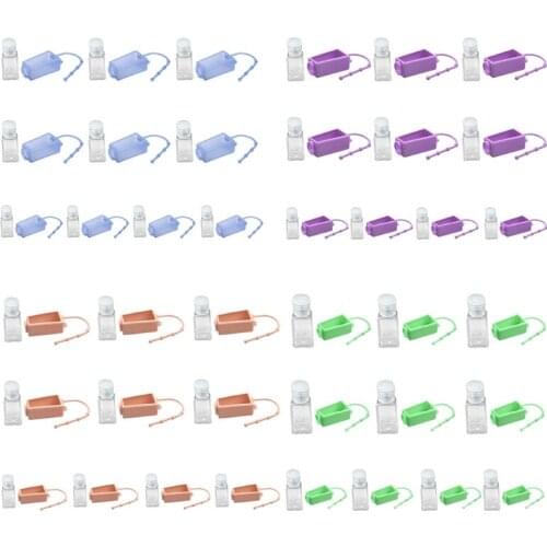 10Pcs Portable Flip Cap Refillable Empty Bottle with Solid Color Silicone Cover Keychain Holder Hand Sanitizer Container