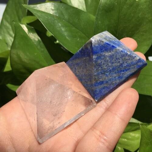 100g gemstone Stone pyramid NATURAL Lapis Lazuli+Clear Quartz Crystal Pyramid Healing reiki China 2pcs