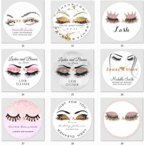 100 Pieces, 3-7CM, EyeLashes Custom Logo Personalized Eyelash Business Sticker, Lash Artist Sticker, EyeLash Clear Sticker