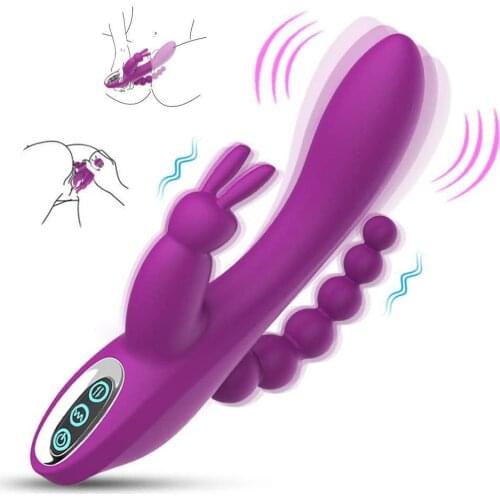 3 in 1 G Spot Rabbit Vibrator for Women Clitoris Stimulation with 7 Powerful Vibrations Clit Anal Stimulating Dildo Massager