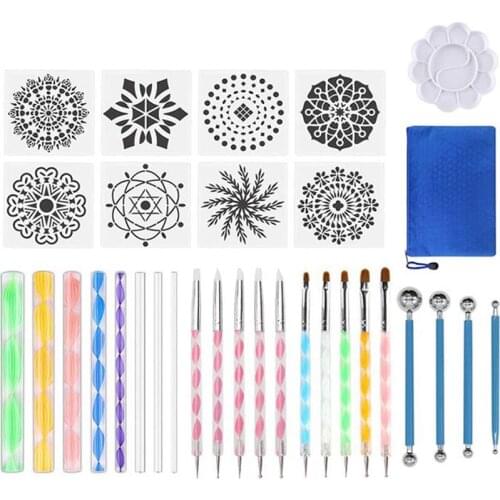 32 Pcs/set DIY Mandala Dotting Tools Set For Painting Rocks Dot Kit Rock Stone Painting Pen Polka Dot Art Tool Template Cosmetic