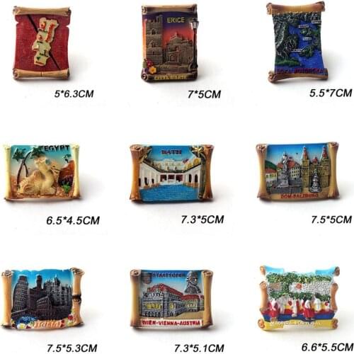 3D resin Fridge Magnet EGYPT BATH PORTUGAL VIENNA AUSTRIA ITALIA Souvenir Magnetic Sticker Home Decor collection gift