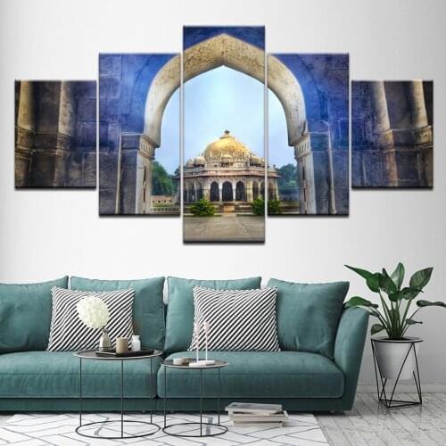 5 piece Isa Khans Tomb Delhi tomb canvas wall art picture Modular painting home decor canvas prints for living room Artwork