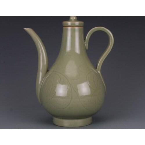 Antique SongDynasty porcelain pot,YueKiln secret color porcelain carved bottle #2,Home Decoration collection & adornment