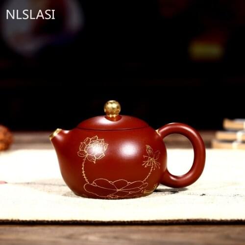 Authentic Yixing tea pots Purple Clay Teapot Raw ore lotus Xishi beauty kettle Handmade Customized Boutique Teaware 85ml