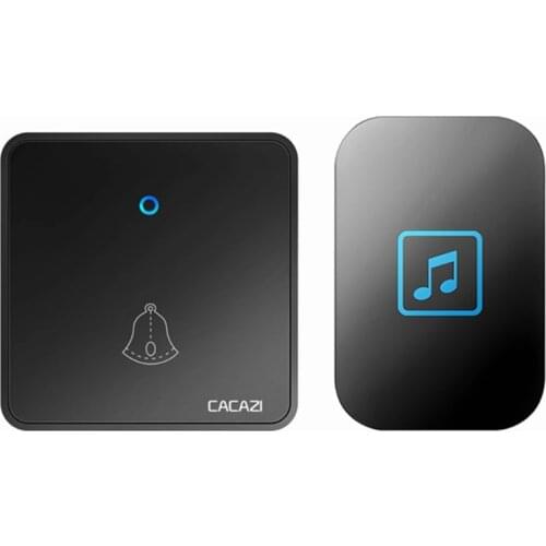 CACAZI 1 Button CR2032 Battery 1 Receiver AC Wireless Waterproof Home Intelligent US EU UK AU Plug Door Bell Chime