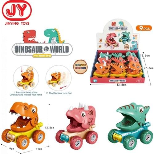Dinosaur Cartoon Pull Back Cars Plastic Wheels Mini Press Car Model Cute Funny Kids Educational Toys Kids Toys Boys Girls