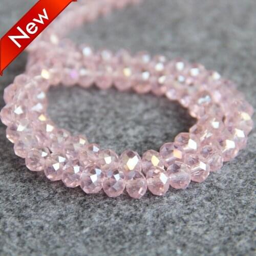 For Necklace 6x8mm Faceted Pink AB+ Colorful Glass Crystal Beads Stones Balls Gifts Beads Loose 72pcs DIY Jewelry Making Design