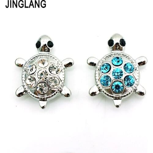 JINGLANG Fashion 18mm Snap Buttons Rhinestone Tortoise For Snap Button Jewellery DIY Interchange Jewelry Accessories