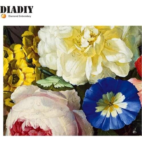 Diamond painting cross stitch flowers resin square drill full rhinestone diamond embroidery icon home decor painting