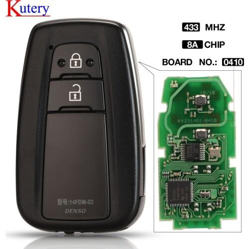 Kutery for Toyota C-HR Key Remote control 8a chip 433mhz 2 Button board number "0410" in the top left corne