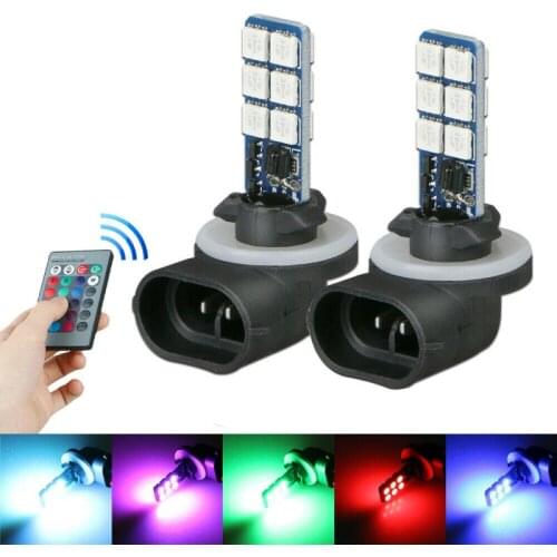 2pcs H1 H3 880 881 5050 Colourful LED RGB Car Headlight Fog Lights Lamp Bulb Car Driving Light Auto Foglamps Bulb Car Accessorie