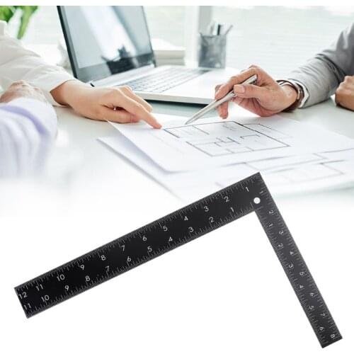 Metal L-Square Shape Patchwork Ruler for Tailor Garment Pattern Making Craft inch & metric 20*30cm Rule