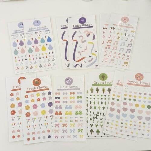 Cute Sweet Heart Flower Ribbon Stickers Art Craft Diy Scrapbooking Diary Decoration Album Planner Kawaii Stationery Sticker