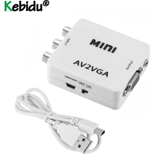 Mini HD AV2VGA Video Converter Adapter Latest AV RCA CVBS To VGA Video Converter Conversor With 3.5mm Audio To PC HDTV Converter