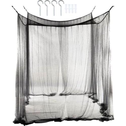 Sexy Mosquito Net Black White For Double Four Corner Bed Post Bed Canopy Mosquito Net Full Queen King Size Bedding