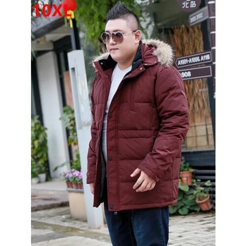 Extra down plus size 10XL 9XL 8XL mens warm jacket large fur collar detachable cap male