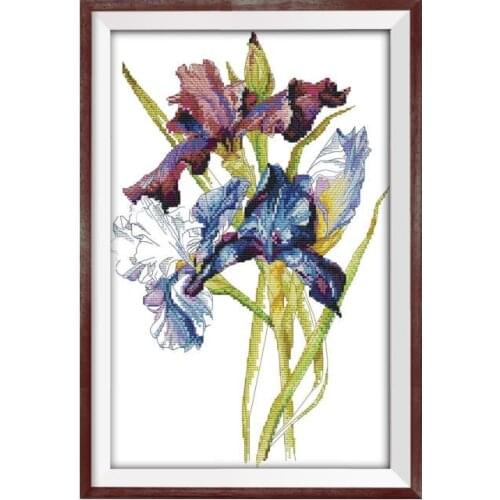 Iris Flowers Patterns Cross Stitch Sets for Embroidery Thread DMC DIY Cross-stitch Kits 14ct 11ct Count Print Canvas Needlework