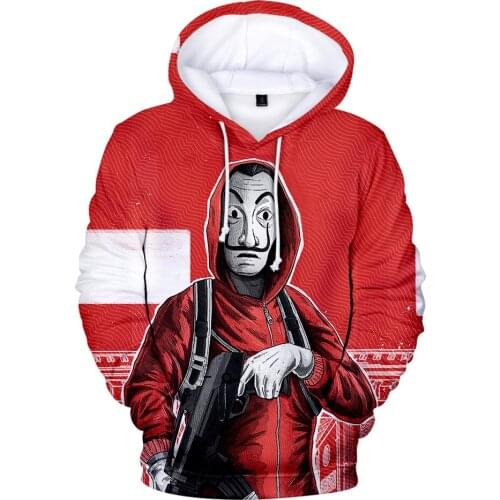 New Salvador Dali 3D Hoodie Sweatshirt Men/Women Harajuku Style Pullover Streetwear Money Heist Hoodies Plus Size 3D Costume