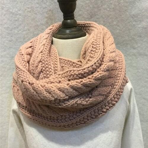 New Winter Cable Knitted Infinity Scarf Unisex Lovers Couples Ring Snood Scarves Warm Knitting Round Circle Scarf Wraps YG470