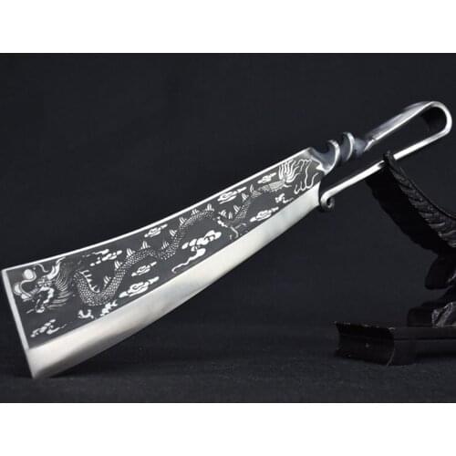 LongQuan 9.3 Inch Chopping Knife Dragon Veins Machete Hunting Wood Chopper Forge Steel Kitchen Knife Bone Meat And Poultry Tools