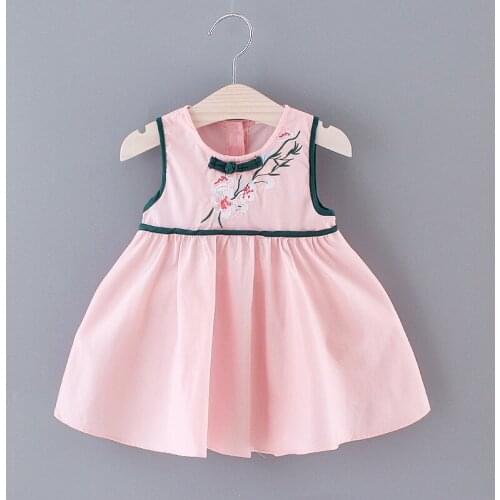 1-4Y Baby Girl Clothes China Style Elegant Princess Dress Fashion Flowers Embroidered Kids Dress Summer Thin Toddler Girls Dress