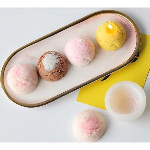 Half Ice Cream Ball Candle Silicone Mold Diy Aromatherapy Plaster Candle Handmade Candle Mold Dessert Cake Soap Tools