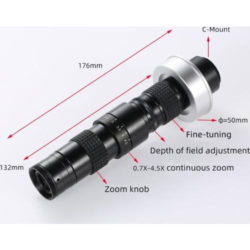 Industrial Electronic Video Microscope Camera Lens 0.7X-4.5X Continuous Zoom Large Depth of Field Adjustment Magnifying Glass