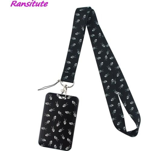 Ransitute R1733 Scissor Hand Black Neck Strap Lanyard For Keys ID Card Phone Strap USB Badge Holder DIY Hang Rope Lariat Lanyard