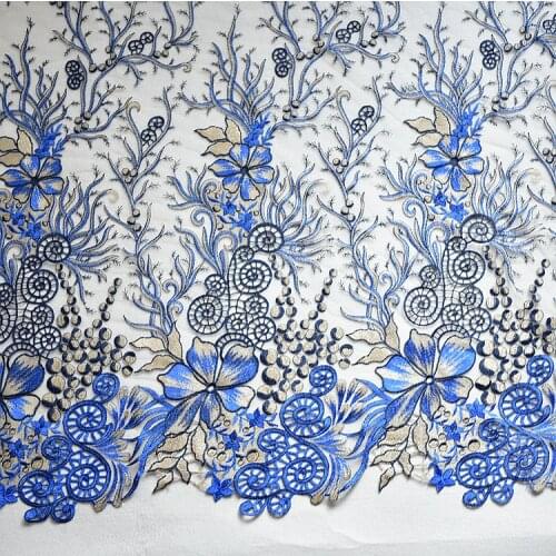 Luxury Gold Guipure Lace Fabric Embroidery Flowers Bridal Lace Fabrics With Leaf Pattern For Wedding Dress 7 Colors Optional