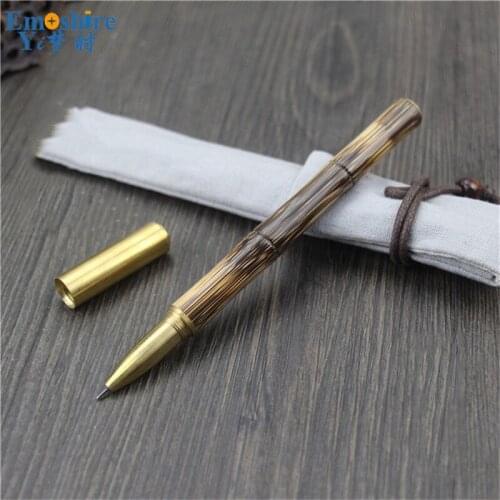 Creative Bamboo Gel Pen Brass Pen Business Ballpoint Pen Bamboo High-end Meeting Gift Customization Black Blue Ink Refill P829