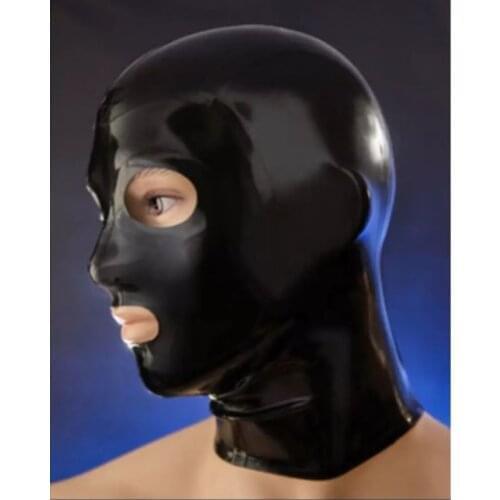 Sexy Black Latex Hood Mask Fetish Open Eyes Mouth